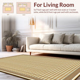 Ultra Soft Area Rug, Non Slip, Stain Resistant, Washable Area Rugs for Living Room, Bedroom, Sleek Minimalist Herringbone Style(Beige)