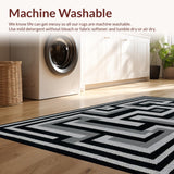 Ultra Soft Area Rug, Non Slip, Stain Resistant, Washable Area Rugs for Living Room, Bedroom, Classic Black Stair Treads for Modern Decor(Black)