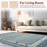 Ultra Soft Area Rug, Non Slip, Stain Resistant, Washable Area Rugs for Living Room, Bedroom, Delightful Blue Bow Accent Rug for Trendy Preppy Room Decor(Blue)