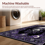 Ultra Soft Area Rug, Non Slip, Stain Resistant, Washable Area Rugs for Living Room, Bedroom, Midnight Macabre Rug - Bewitched Skull Home Decor for Spooky Enthusiasts(Purple)