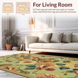 Ultra Soft Area Rug, Non Slip, Stain Resistant, Washable Area Rugs for Living Room, Bedroom, Transitional Floral Earth Tone Living Room Rug(Green)