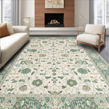 Ultra Soft Area Rug, Non Slip, Stain Resistant, Washable Area Rugs for Living Room, Bedroom, Serene Earthy Green Pattern Play(Ivory)