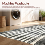 Ultra Soft Area Rug, Non Slip, Stain Resistant, Washable Area Rugs for Living Room, Bedroom, Boho White and Black Rug, Striped Pattern(Black)