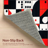 Ultra Soft Area Rug, Non Slip, Stain Resistant, Washable Area Rugs for Living Room, Bedroom, Quirky Colorful Geometric Layout(Red)
