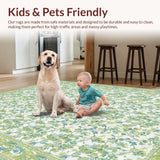 Ultra Soft Area Rug, Non Slip, Stain Resistant, Washable Area Rugs for Living Room, Bedroom, Vibrant Retro Botanical Tapestry Look(Beige)