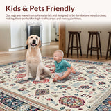 Ultra Soft Area Rug, Non Slip, Stain Resistant, Washable Area Rugs for Living Room, Bedroom, Rustic Neutral Abstract Elements(Beige)