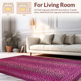 Ultra Soft Area Rug, Non Slip, Stain Resistant, Washable Area Rugs for Living Room, Bedroom, Stylish Retro Leopard Vibe(Pink)