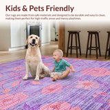 Ultra Soft Area Rug, Non Slip, Stain Resistant, Washable Area Rugs for Living Room, Bedroom, Whimsical Purple Petal Pattern(Purple)