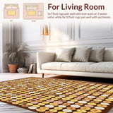 Ultra Soft Area Rug, Non Slip, Stain Resistant, Washable Area Rugs for Living Room, Bedroom, Fun Earth Toned Abstract Style(Brown)