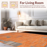 Ultra Soft Area Rug, Non Slip, Stain Resistant, Washable Area Rugs for Living Room, Bedroom, Vibrant Abstract Geometric Design(Orange)