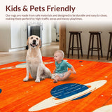 Ultra Soft Area Rug, Non Slip, Stain Resistant, Washable Area Rugs for Living Room, Bedroom, Vibrant Cosmic Educational Cushion(Orange)