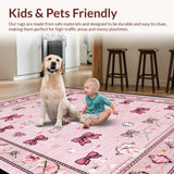 Ultra Soft Area Rug, Non Slip, Stain Resistant, Washable Area Rugs for Living Room, Bedroom, Whimsical Soft Color Palette(Pink)