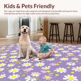 Ultra Soft Area Rug, Non Slip, Stain Resistant, Washable Area Rugs for Living Room, Bedroom, Delightful Colorful Petal Design(Purple)