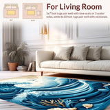 Ultra Soft Area Rug, Non Slip, Stain Resistant, Washable Area Rugs for Living Room, Bedroom, Serene Aquatic Inspired Decor(Blue)