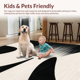 Ultra Soft Area Rug, Non Slip, Stain Resistant, Washable Area Rugs for Living Room, Bedroom, Elegant Black & White Striped Area Rug:  Modern Doormat Design(Black)