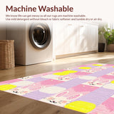 Ultra Soft Area Rug, Non Slip, Stain Resistant, Washable Area Rugs for Living Room, Bedroom, Whimsical Bunny Spring Aesthetic(Pink)