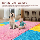 Ultra Soft Area Rug, Non Slip, Stain Resistant, Washable Area Rugs for Living Room, Bedroom, Playful Colorful Hopscotch Design(Pink)