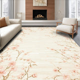 Ultra Soft Area Rug, Non Slip, Stain Resistant, Washable Area Rugs for Living Room, Bedroom, Elegant Floral Low Pile Area Boho Chic(Beige)