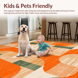 Ultra Soft Area Rug, Non Slip, Stain Resistant, Washable Area Rugs for Living Room, Bedroom, Striking Dynamic Linear Arrangement(Orange)