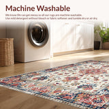 Ultra Soft Area Rug, Non Slip, Stain Resistant, Washable Area Rugs for Living Room, Bedroom, Delicate Pastel Floral Inspirations(Ivory)