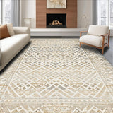 Ultra Soft Area Rug, Non Slip, Stain Resistant, Washable Area Rugs for Living Room, Bedroom, Boho Chic Area Featuring Abstract Diamond Lattice and Faded Tribal(Beige)