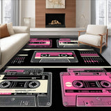Ultra Soft Area Rug, Non Slip, Stain Resistant, Washable Area Rugs for Living Room, Bedroom, Charming Retro Rhythmic Design(Pink)