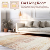 Ultra Soft Area Rug, Non Slip, Stain Resistant, Washable Area Rugs for Living Room, Bedroom, Modern Boho Rug:  Tan & Peach Tones(Beige)
