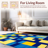 Ultra Soft Area Rug, Non Slip, Stain Resistant, Washable Area Rugs for Living Room, Bedroom, Youthful Creative Circular Composition(Blue)