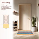 Ultra Soft Area Rug, Non Slip, Stain Resistant, Washable Area Rugs for Living Room, Bedroom, Retro Surf Vibes Floor Rug With Vibrant Striped Boards and Sunset Hues(Yellow)