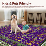 Ultra Soft Area Rug, Non Slip, Stain Resistant, Washable Area Rugs for Living Room, Bedroom, Luxurious Brown Geometric Arrangement(Purple)