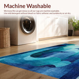 Ultra Soft Area Rug, Non Slip, Stain Resistant, Washable Area Rugs for Living Room, Bedroom, 3D Illusion Deep Sea with Nautical Whale, Dolphin, and Octopus Tentacle(Blue)