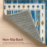 Ultra Soft Area Rug, Non Slip, Stain Resistant, Washable Area Rugs for Living Room, Bedroom, Vintage Over Dyed Southwest Patterned Blue Beige(Blue)