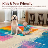 Ultra Soft Area Rug, Non Slip, Stain Resistant, Washable Area Rugs for Living Room, Bedroom, Whimsical Colorful Fluid Composition(Blue)