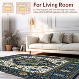Ultra Soft Area Rug, Non Slip, Stain Resistant, Washable Area Rugs for Living Room, Bedroom, Recycled Oeko TEX Beige(Blue)