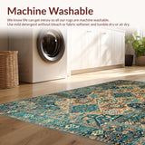 Ultra Soft Area Rug, Non Slip, Stain Resistant, Washable Area Rugs for Living Room, Bedroom, Artistic Vintage Tiled Arrangement(Beige)
