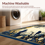 Ultra Soft Area Rug, Non Slip, Stain Resistant, Washable Area Rugs for Living Room, Bedroom, Balcony Featuring Abstract Animal Inspired Design(Blue)