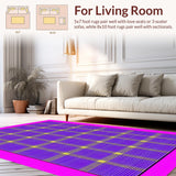 Ultra Soft Area Rug, Non Slip, Stain Resistant, Washable Area Rugs for Living Room, Bedroom, Fun Dynamic Mosaic Visual Appeal(Purple)