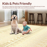 Hallway Runner with Beige Abstract Lattice and Floral Accents(Beige)