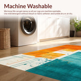 Ultra Soft Area Rug, Non Slip, Stain Resistant, Washable Area Rugs for Living Room, Bedroom, Lively Modern Abstract Expressionism(Orange)
