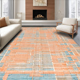 Ultra Soft Area Rug, Non Slip, Stain Resistant, Washable Area Rugs for Living Room, Bedroom, Whispering Dunes: Modern Printed Area Rug, Peach/Blue(Orange)