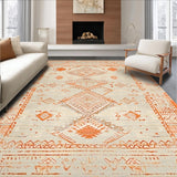 Ultra Soft Area Rug, Non Slip, Stain Resistant, Washable Area Rugs for Living Room, Bedroom, Contemporary Southwest Cultural Touch(Orange)