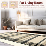 Ultra Soft Area Rug, Non Slip, Stain Resistant, Washable Area Rugs for Living Room, Bedroom, Chic Modern Linear Pattern(Beige)