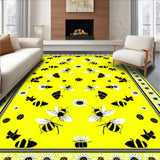 Ultra Soft Area Rug, Non Slip, Stain Resistant, Washable Area Rugs for Living Room, Bedroom, Elegant Yellow and Black Floral(Yellow)
