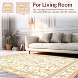 Ultra Soft Area Rug, Non Slip, Stain Resistant, Washable Area Rugs for Living Room, Bedroom, Elegant Woven Floral Area With Off White And Earthy Tones(Beige)