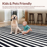 Ultra Soft Area Rug, Non Slip, Stain Resistant, Washable Area Rugs for Living Room, Bedroom, Bold Black & White Stripe Rug: Modern Geometric Entryway Carpet(Black)
