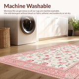 Ultra Soft Area Rug, Non Slip, Stain Resistant, Washable Area Rugs for Living Room, Bedroom, Sophisticated Colorful Geometric Shapes(Ivory)