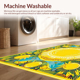 Ultra Soft Area Rug, Non Slip, Stain Resistant, Washable Area Rugs for Living Room, Bedroom, Bold Eclectic Circular Elements(Yellow)