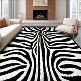 Ultra Soft Area Rug, Non Slip, Stain Resistant, Washable Area Rugs for Living Room, Bedroom, Safari Zebra Print Bedroom Faux Suede Area Rug(Black)