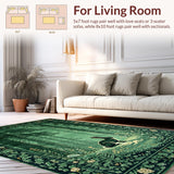 Ultra Soft Area Rug, Non Slip, Stain Resistant, Washable Area Rugs for Living Room, Bedroom, Rustic Forest Animal Motif(Green)