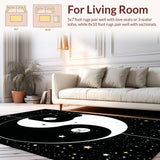 Ultra Soft Area Rug, Non Slip, Stain Resistant, Washable Area Rugs for Living Room, Bedroom, Charming Cat-Inspired Yin Yang Design(Black)